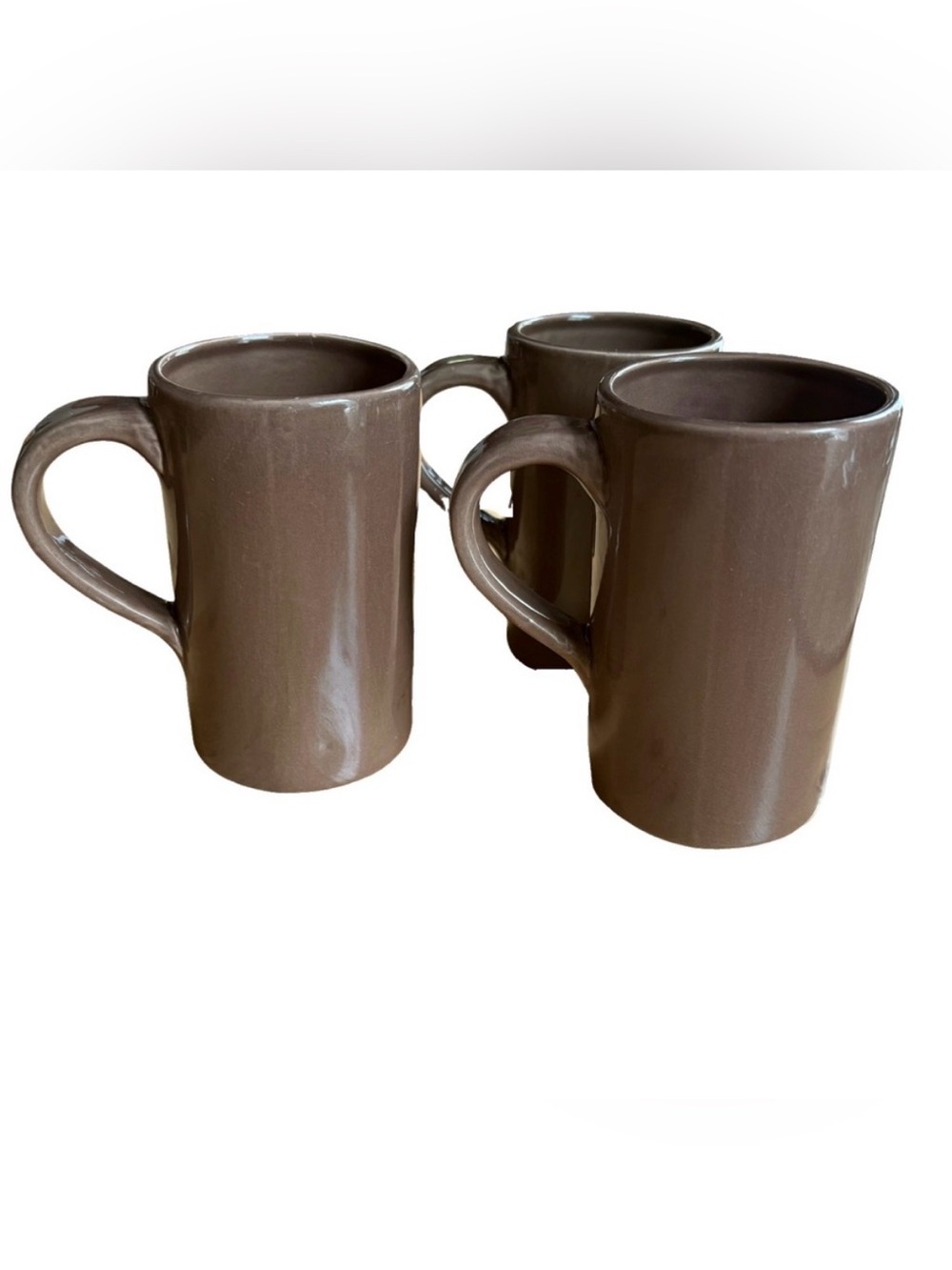3 Pottery Barn Studio Coffee Mugs Cocoa Pattern 14oz Brown Latte